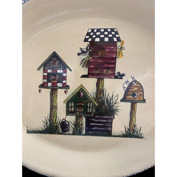 Vintage Home & Garden Party Birdhouse Oval Stoneware Platter - Picture 2 of 5